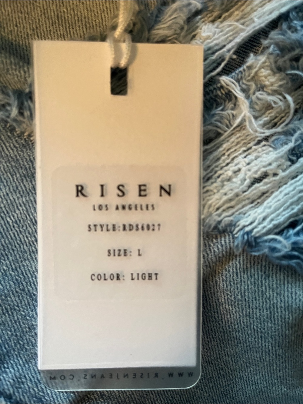 Risen Jean Distressed Light Wash Denim Shorts - Women's - Picture 5 of 6